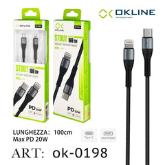 ART.OK-0198 OKLINE Type-C Iphone Lightning Cavo intrecciato 20W100cm Grigio - koseakasa