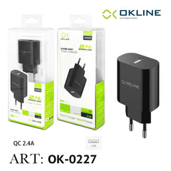 ART.OK-0227N OKLINE Caricatore da muro USB 2.4A Nero - koseakasa