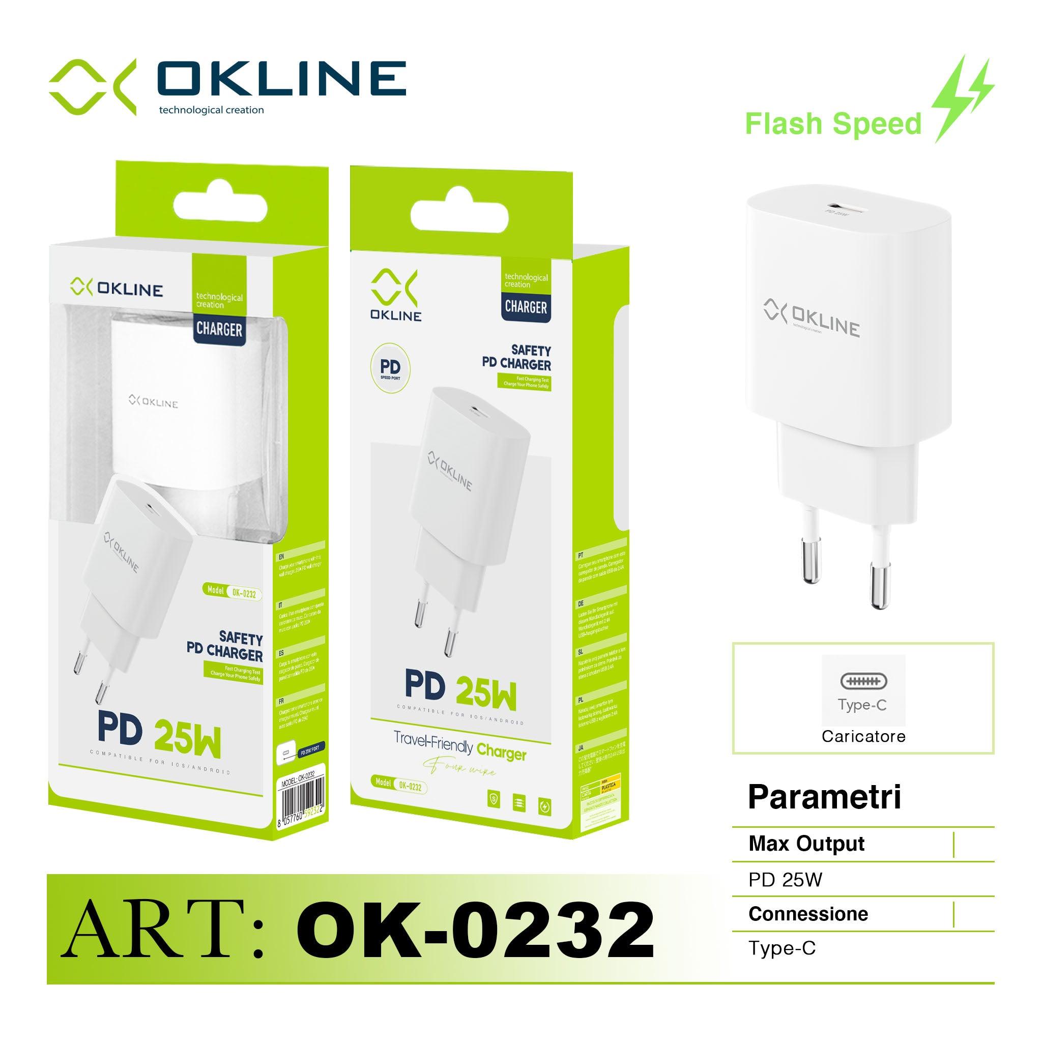 ART.OK-0232N OKLINE Caricatore da muro PD 25W Bianco - koseakasa