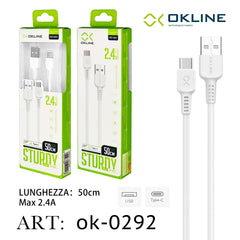 ART.OK-0292 OKLINE Type-C USB Cavo 2.4A 50cm Bianco - koseakasa