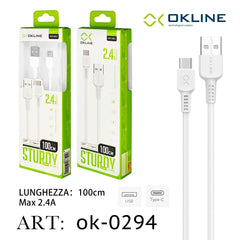 ART.OK-0294 OKLINE Type-C USB Cavo 2.4A 100cm Bianco - koseakasa