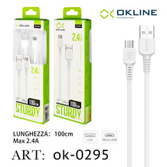 ART.OK-0295 OKLINE Micro USB Cavo 2.4A 100cm Bianco - koseakasa
