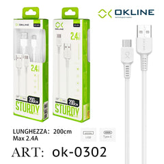 ART.OK-0302 OKLINE Type-C USB Cavo 2.4A 200cm Bianco - koseakasa