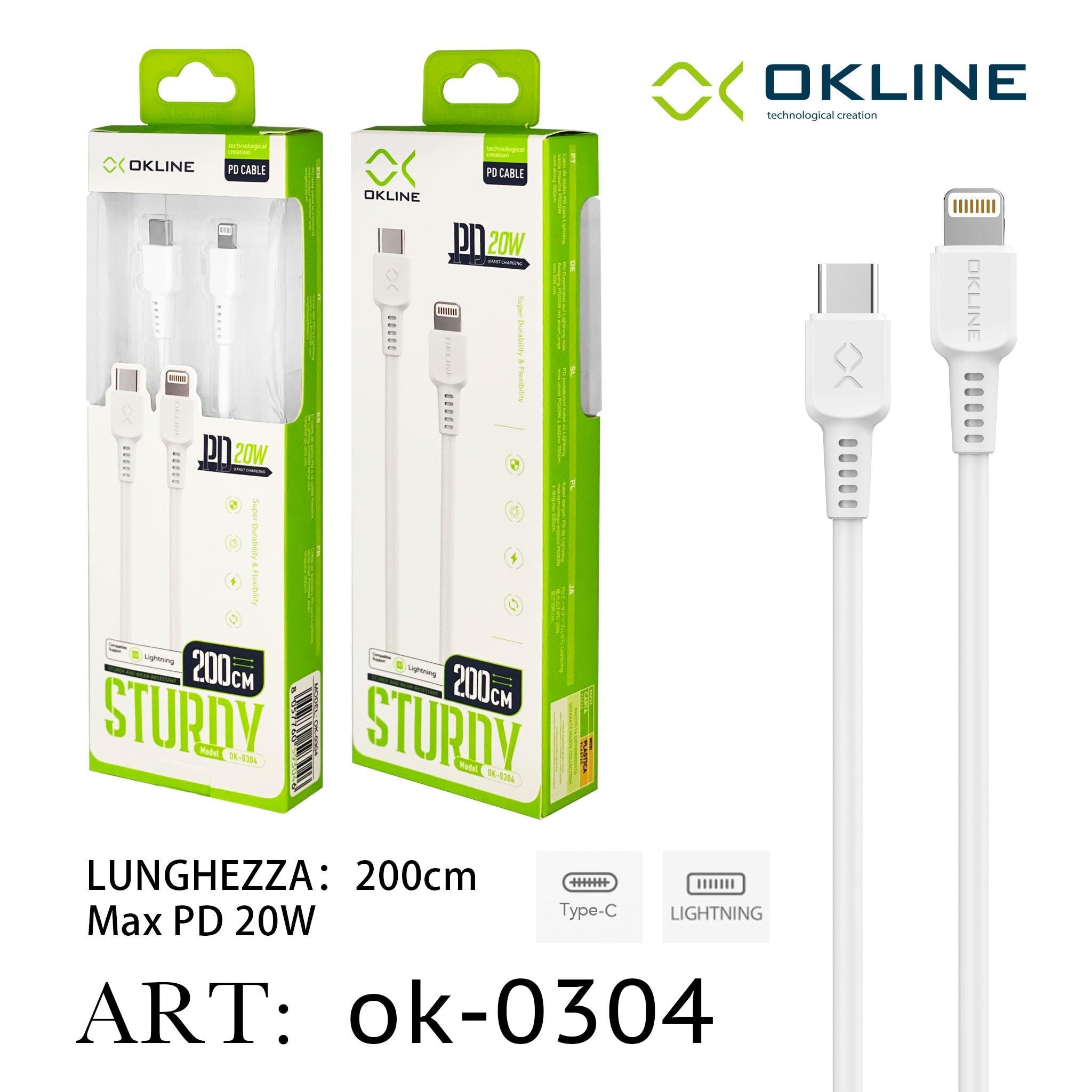 ART.OK-0304 OKLINE Type-C Iphone Lightning Cavo 20W200cm Bianco - koseakasa