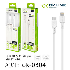 ART.OK-0304 OKLINE Type-C Iphone Lightning Cavo 20W200cm Bianco - koseakasa