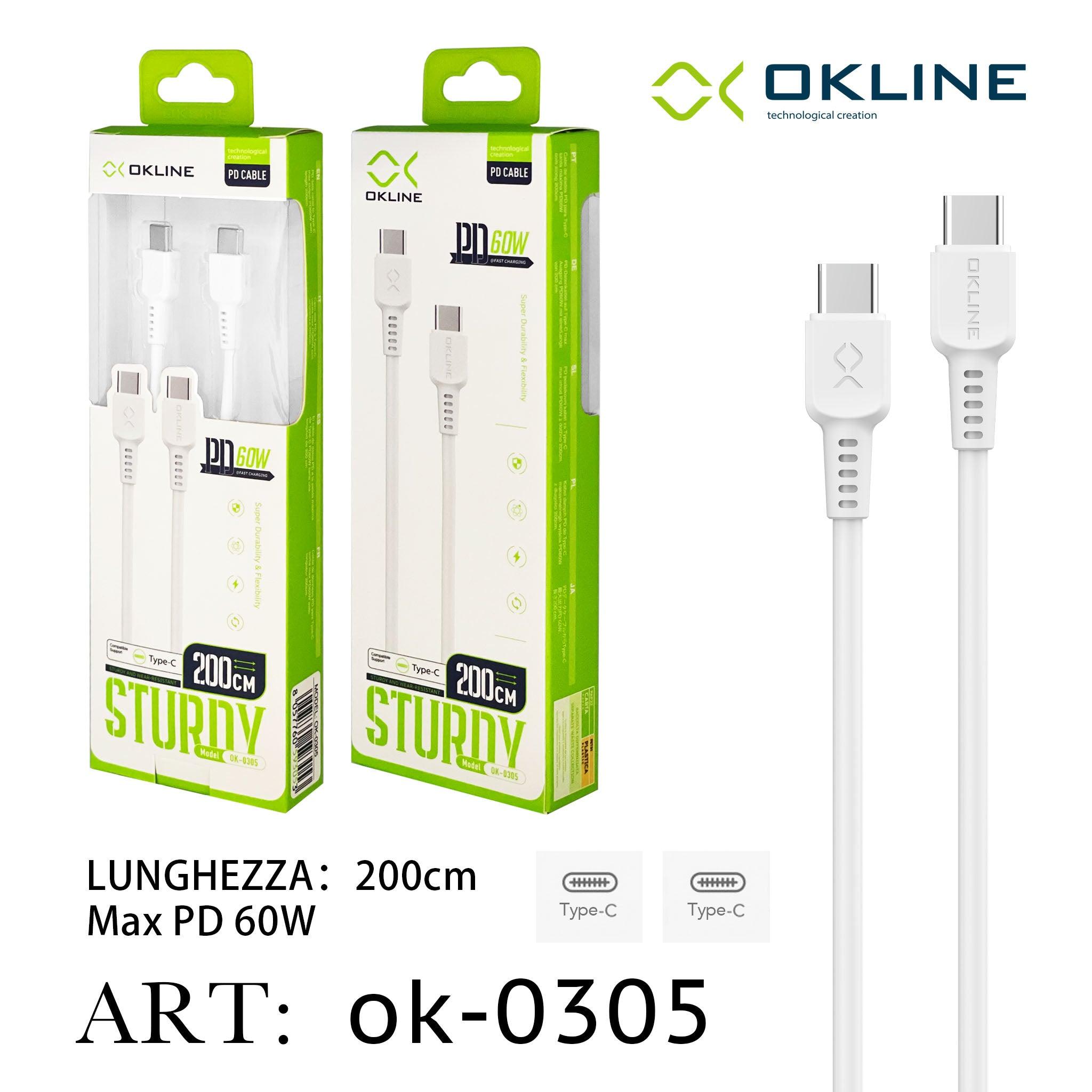ART.OK-0305 OKLINE Type-C Type-C Cavo 60W200cm Bianco - koseakasa