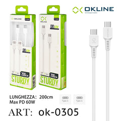 ART.OK-0305 OKLINE Type-C Type-C Cavo 60W200cm Bianco - koseakasa