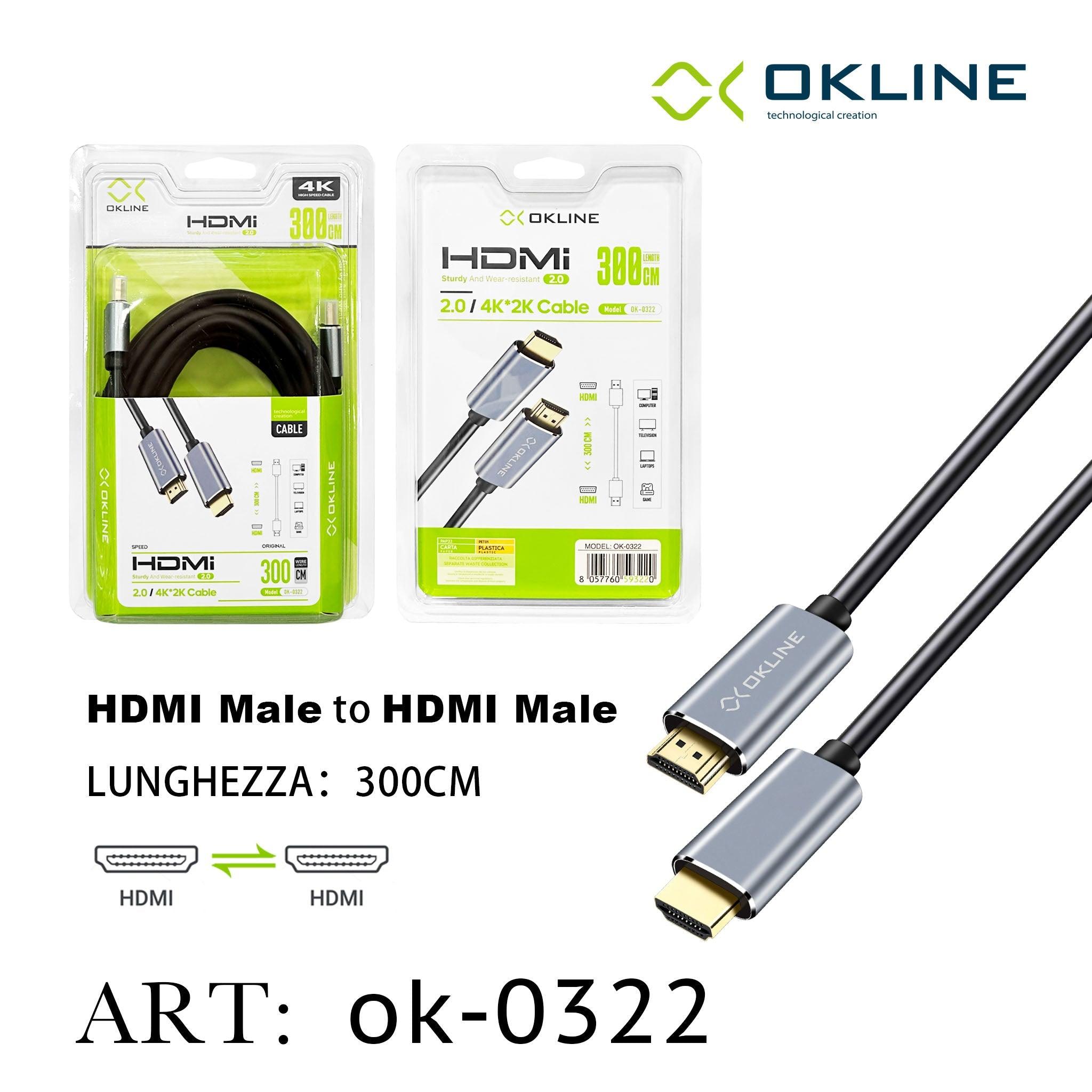 ART.OK-0322 OKLINE HDMI 2.0 2K e 4K Cavo 300cm - koseakasa