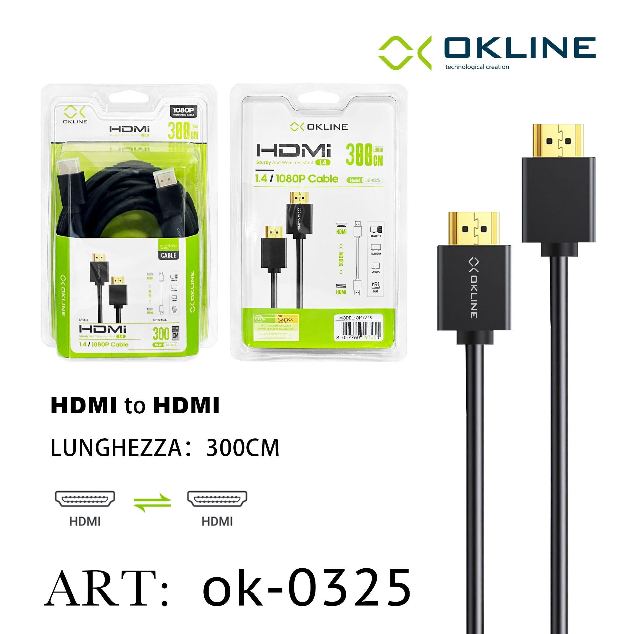 ART.OK-0325 OKLINE HDMI 1.4 1080P Cavo 300cm - koseakasa