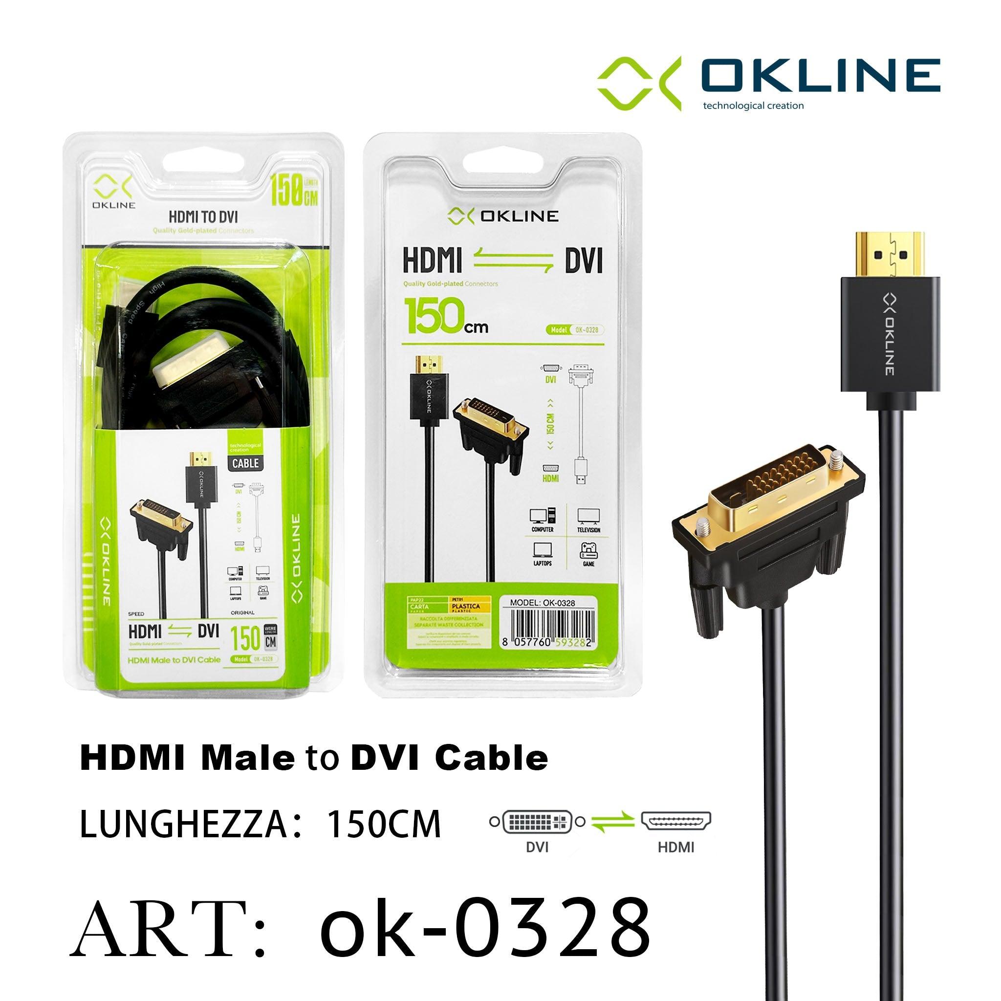 ART.OK-0328 OKLINE HDMI M a DVI Cavo 150cm - koseakasa