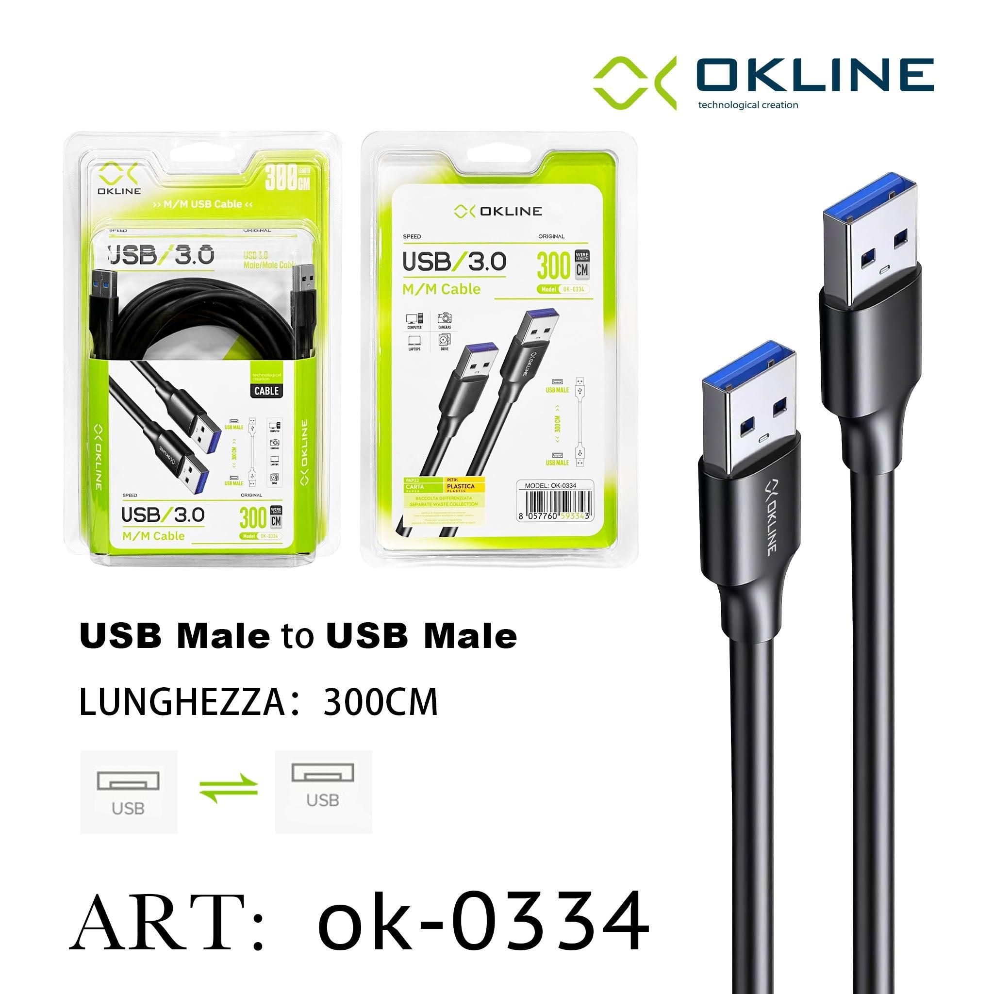 ART.OK-0334 OKLINE USB 3.0 M/M Cavo 300cm - koseakasa