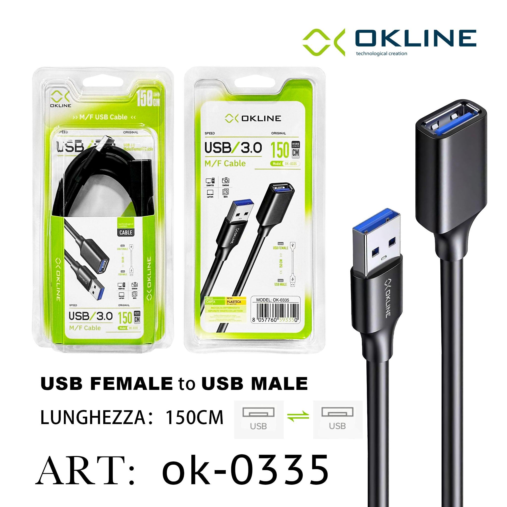 ART.OK-0335 OKLINE USB 3.0 M/F Cavo 150cm - koseakasa