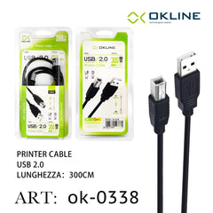 ART.OK-0338 OKLINE USB-B 2.0 a USB-A Cavo Per Stampante 300cm - koseakasa