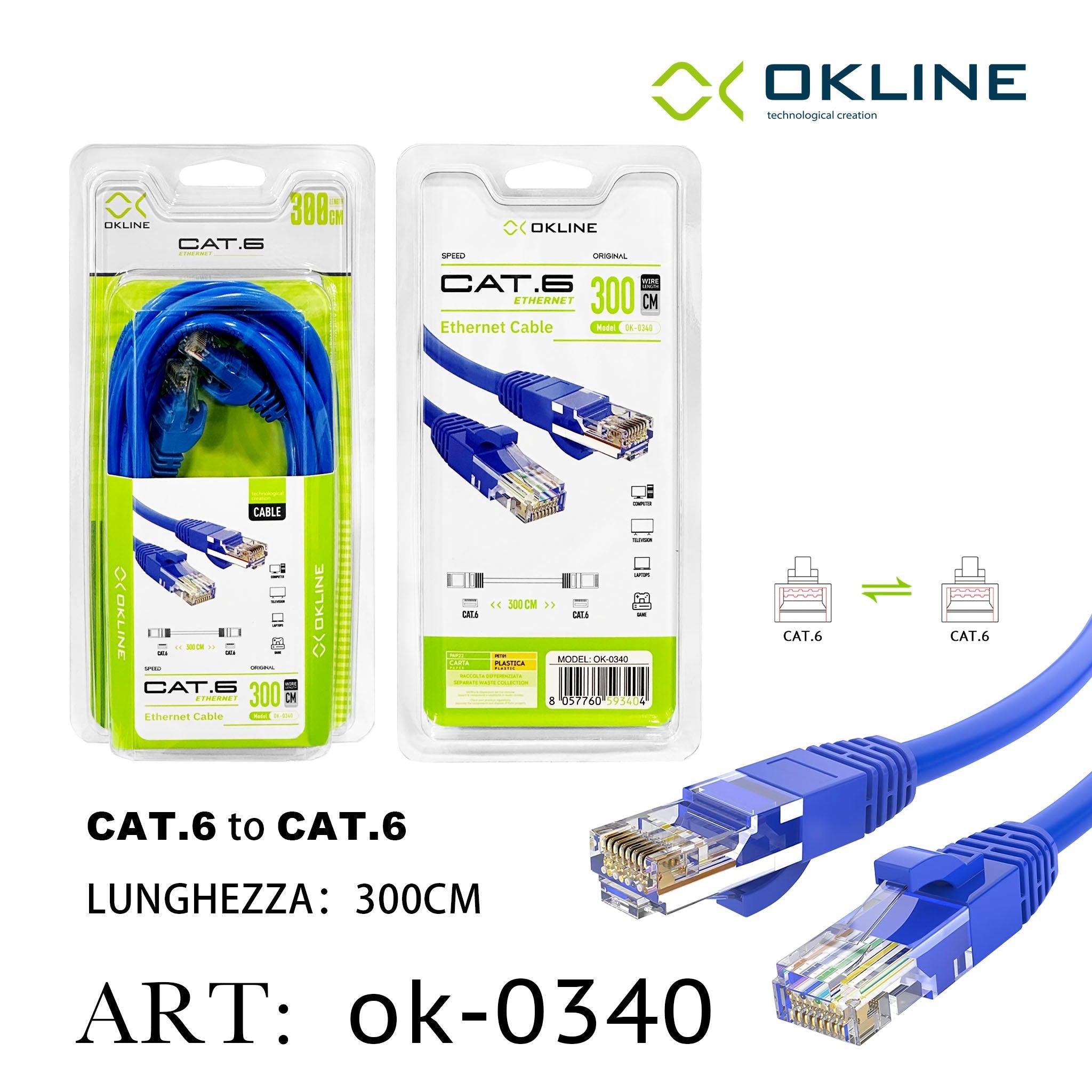 ART.OK-0340 OKLINE CAT.6 ETHERNET CAVO 300CM - koseakasa
