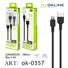 ART.OK-0357 OKLINE Iphone Lightning USB Cavo 2.4A 100cm Nero - koseakasa