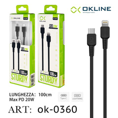 ART.OK-0360 OKLINE Type-C Iphone Lightning Cavo 20W100cm Nero - koseakasa