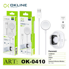 ART.OK-0410 OKLINE AIR WIRELESS APPLE WATCH CARICABATTERIE USB-A 2.5W BIANCO - koseakasa