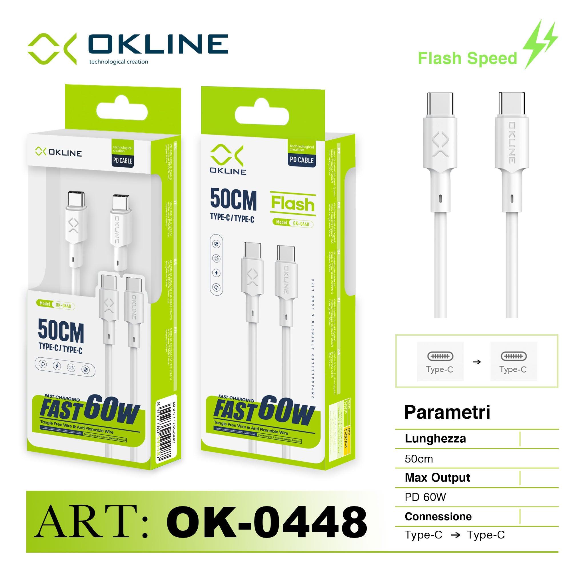 ART.OK-0448 OKLINE Type-C Type-C Cavo 60W50cm Bianco - koseakasa