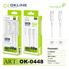 ART.OK-0448 OKLINE Type-C Type-C Cavo 60W50cm Bianco - koseakasa