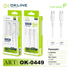 ART.OK-0449 OKLINE Type-C Type-C Cavo 60W100cm Bianco - koseakasa