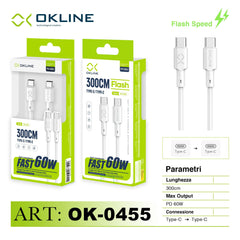 ART.OK-0455 OKLINE Type-C Type-C Cavo 60W300cm Bianco - koseakasa