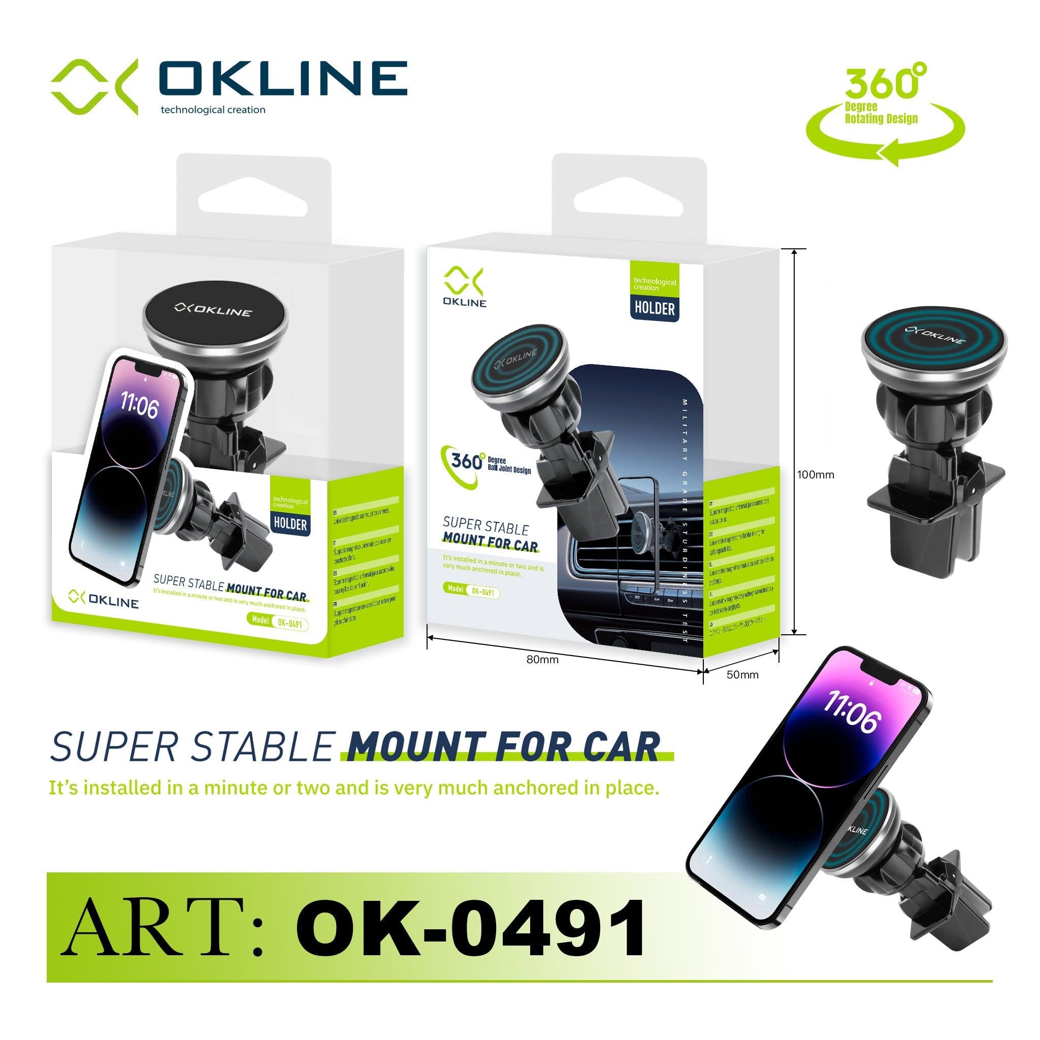 ART.OK-0491 OKLINE BOCCHETTE ARIA SUPPORTO GANCIO DEL TELEFONO AUTOMOBILE NERO - koseakasa