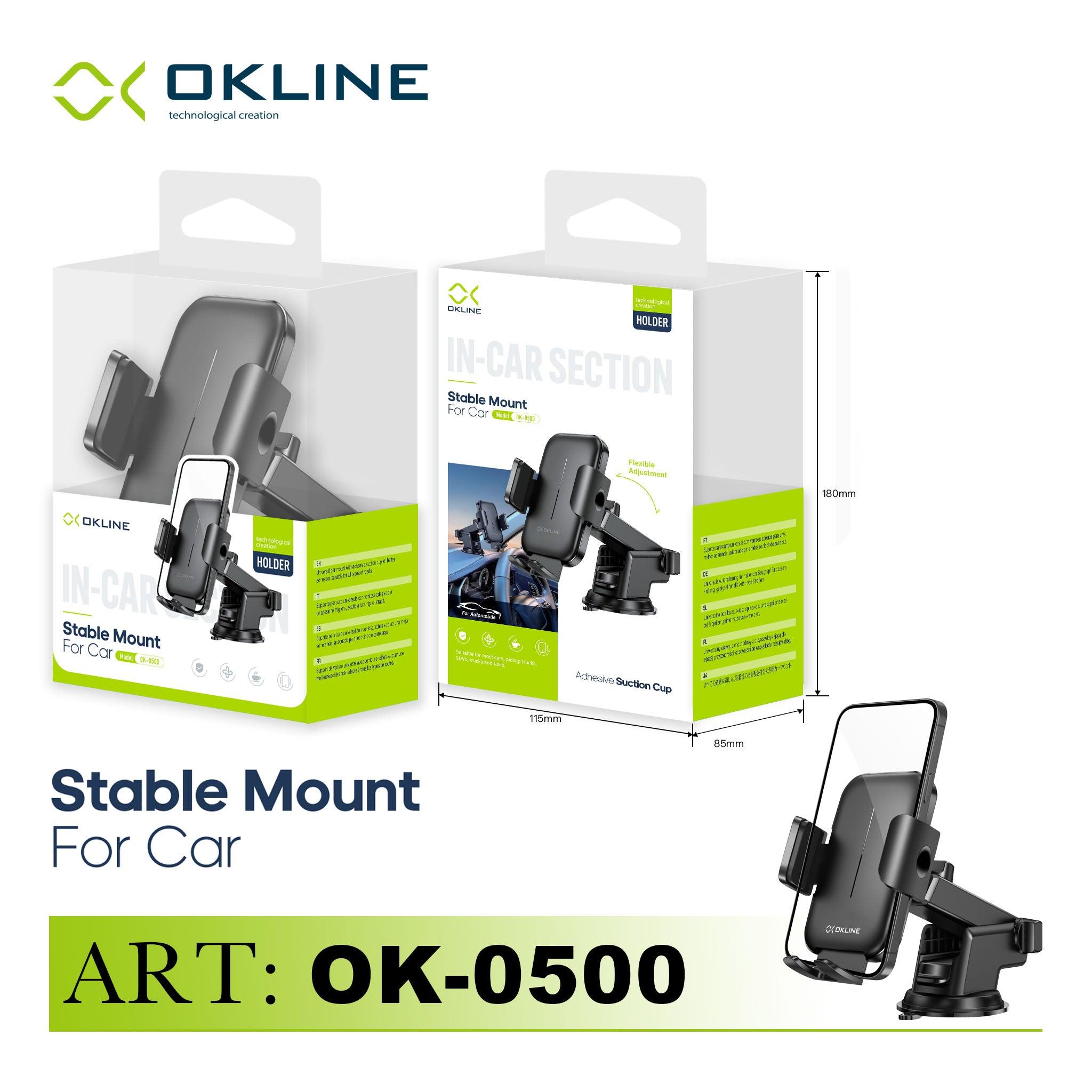 ART.OK-0500 OKLINE SUPPORTO VENTOSA ADESIVA DEL TELEFONO AUTOMOBILE NERO - koseakasa