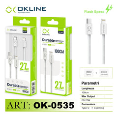 ART.OK-0535 OKLINE Type-C Lightning Cavo 27W200cm Bianco - koseakasa