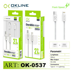 ART.OK-0537 OKLINE Type-C Lightning Cavo 27W100cm Bianco - koseakasa