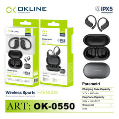 ART.AB40 OKLINE EARBUDS CUFFIE WIRELESS SPORTS NERO - koseakasa