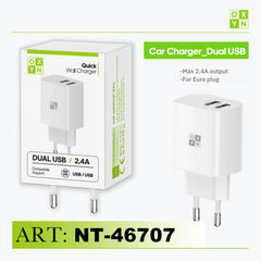 ART.NT-46707 OXYN Caricatore da muro doppia USB 2.4A Bianco - koseakasa
