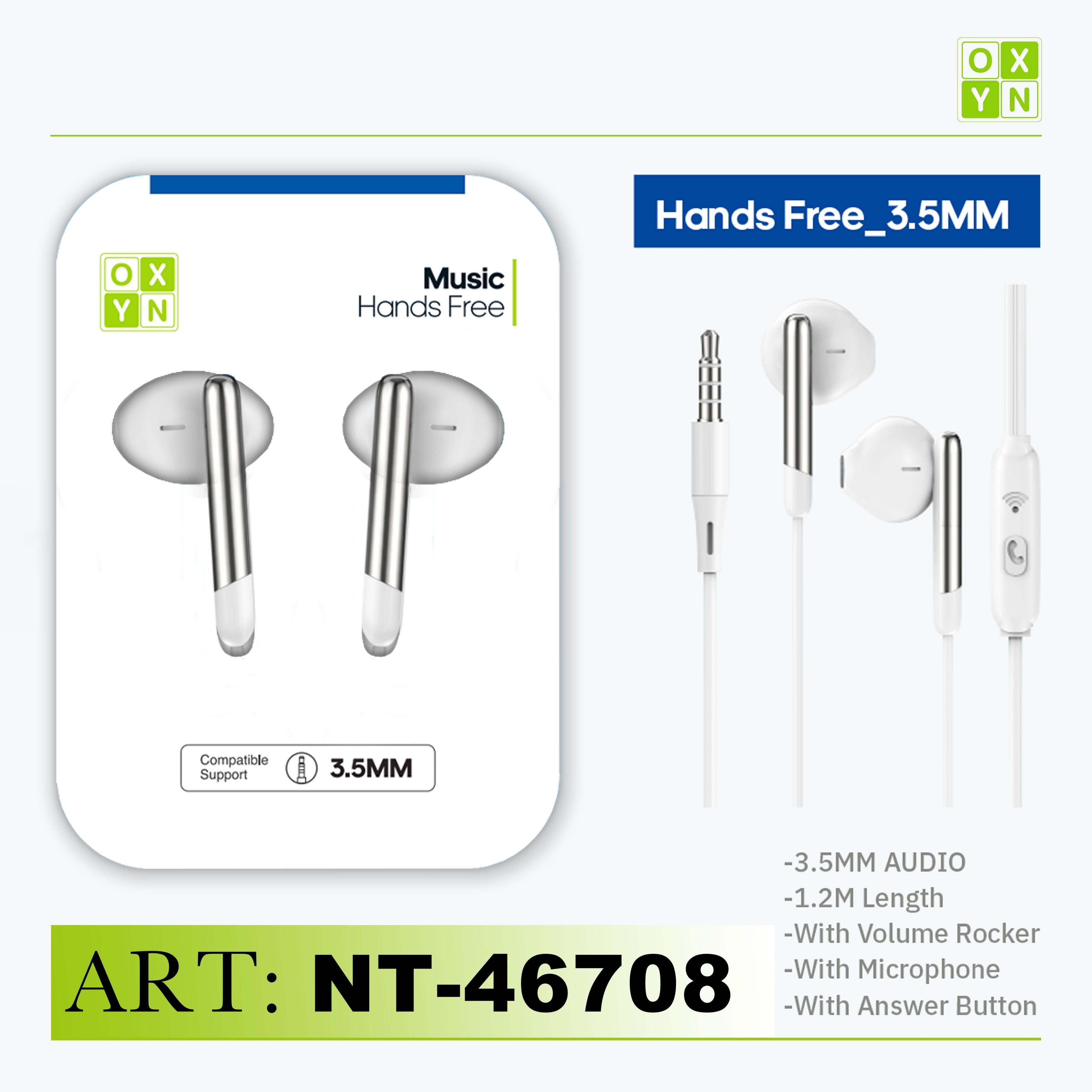 ART.NT-46708 OXYN MUSIC AURICOLARE A FILO 3.5MM BIANCO - koseakasa