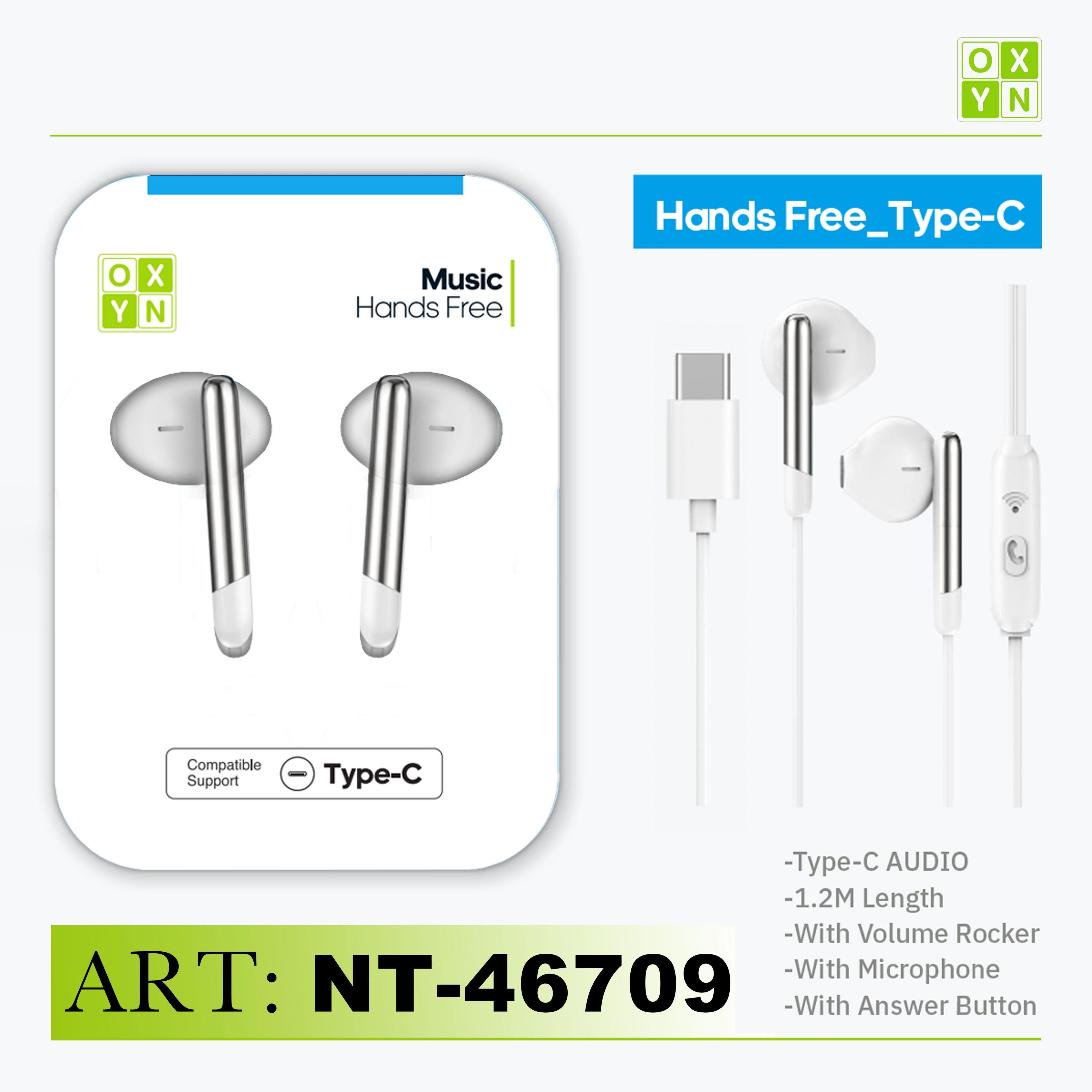 ART.NT-46709 OXYN MUSIC AURICOLARE A FILO TYPE-C BIANCO - koseakasa