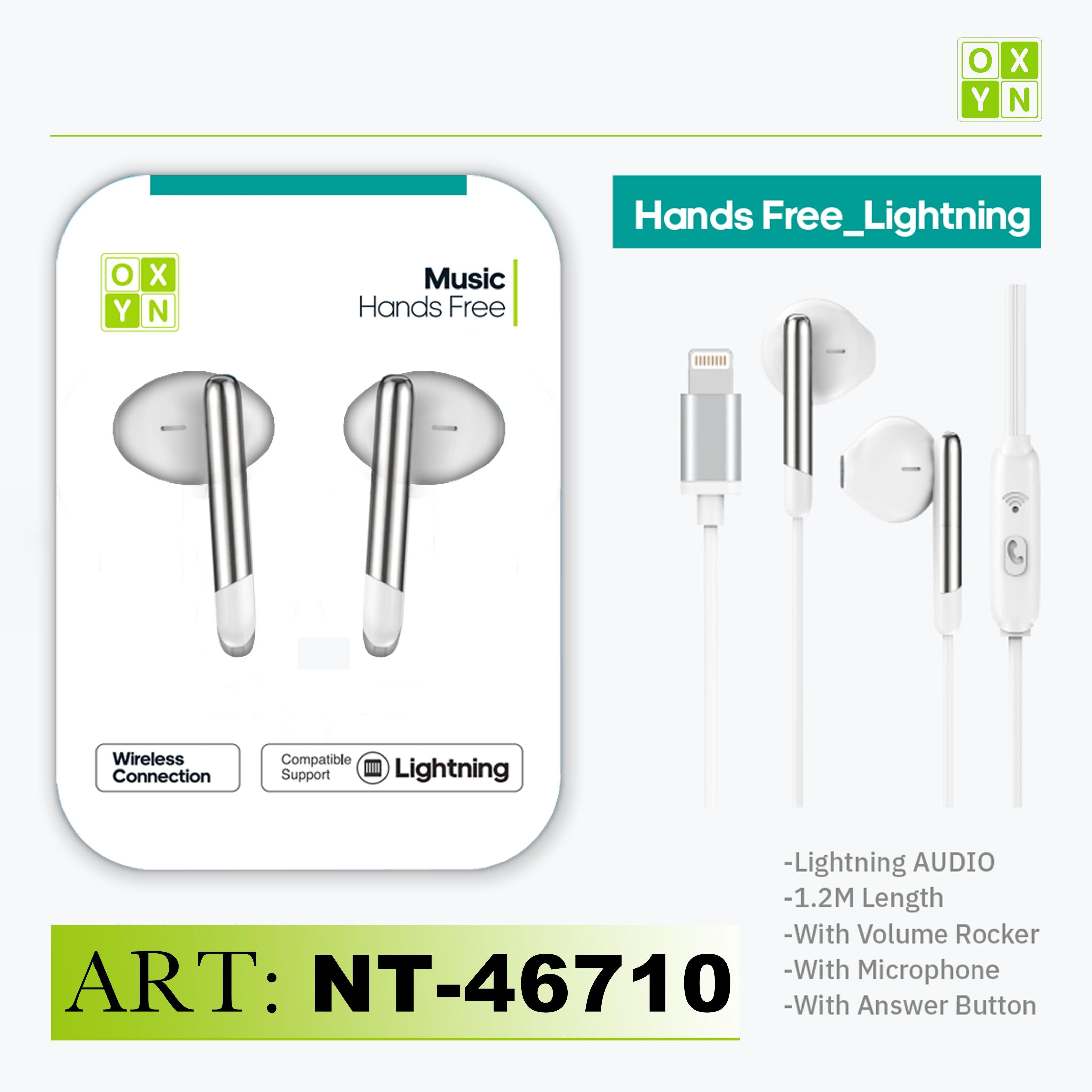 ART.NT-46710 OXYN MUSIC AURICOLARE A FILO IPHONE LIGHTNING BIANCO - koseakasa