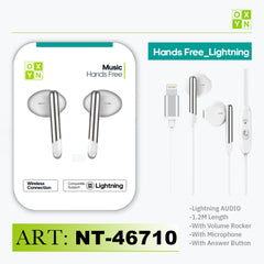 ART.NT-46710 OXYN MUSIC AURICOLARE A FILO IPHONE LIGHTNING BIANCO - koseakasa