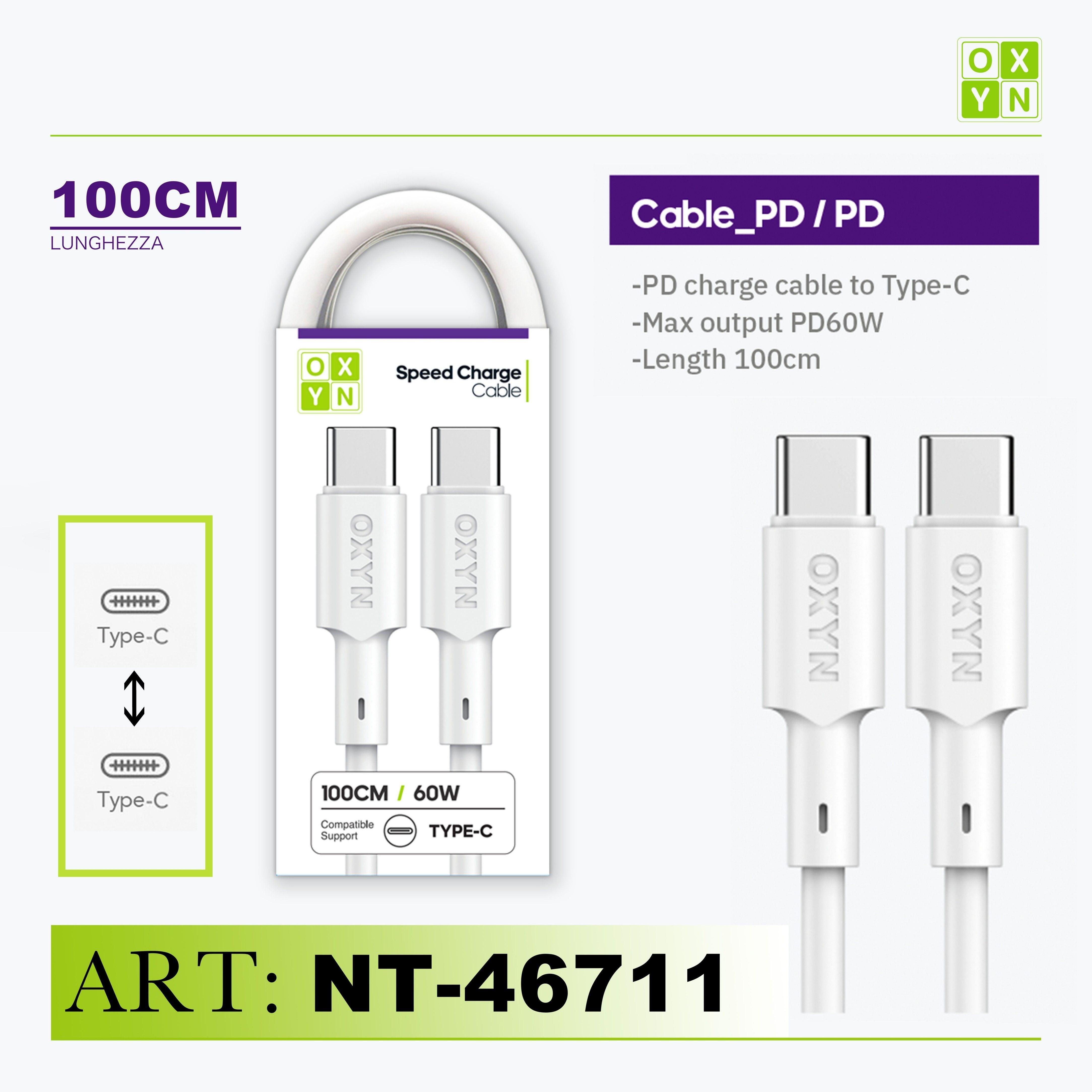 ART.NT-46711/1 OXYN Type-C Type-C Cavo PD60W 100cm Bianco - koseakasa