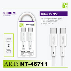 ART.NT-46711/2 OXYN Type-C Type-C Cavo PD60W 200cm Bianco - koseakasa