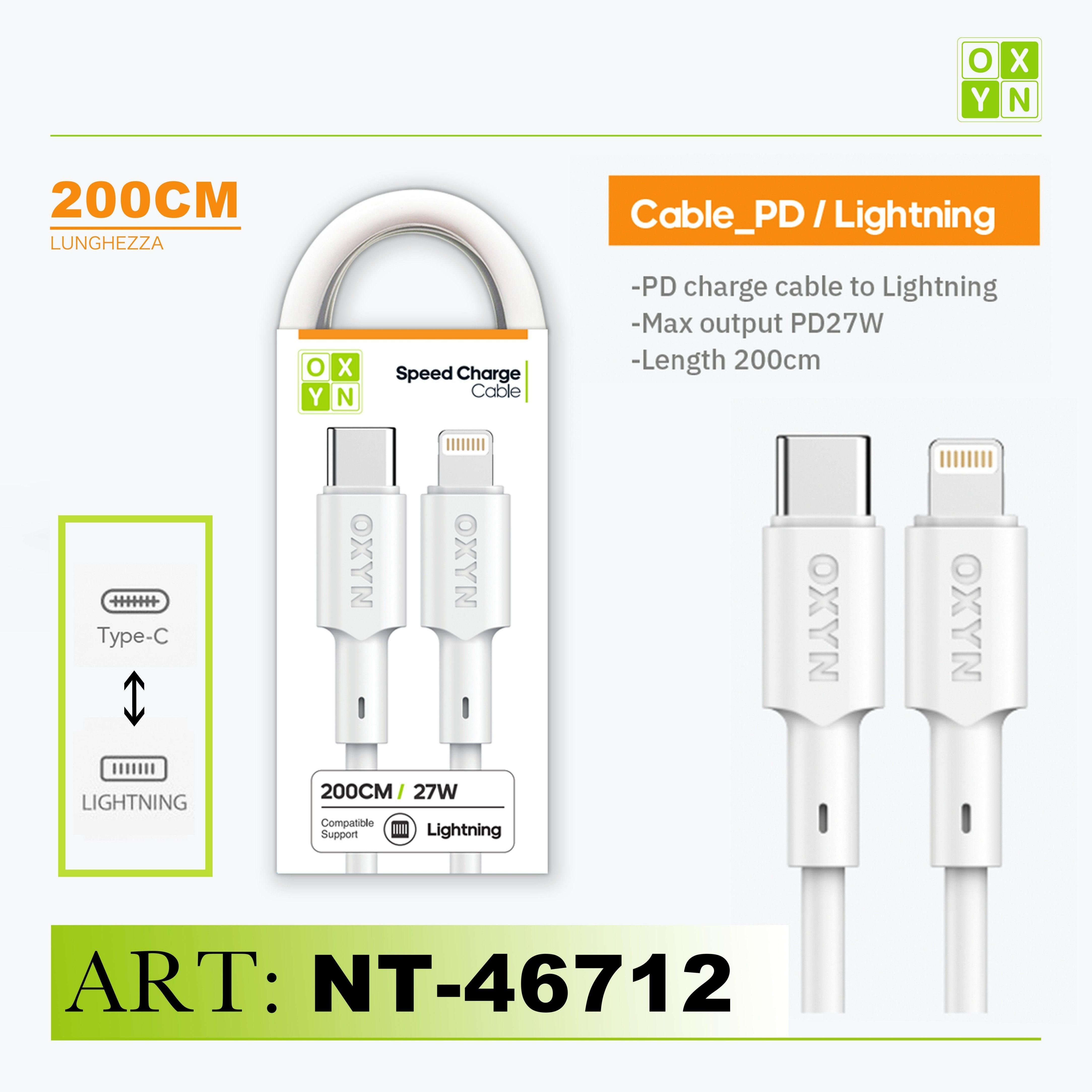 ART.NT-46712/2 OXYN Type-C Iphone Lightning Cavo PD27W 200cm Bianco - koseakasa
