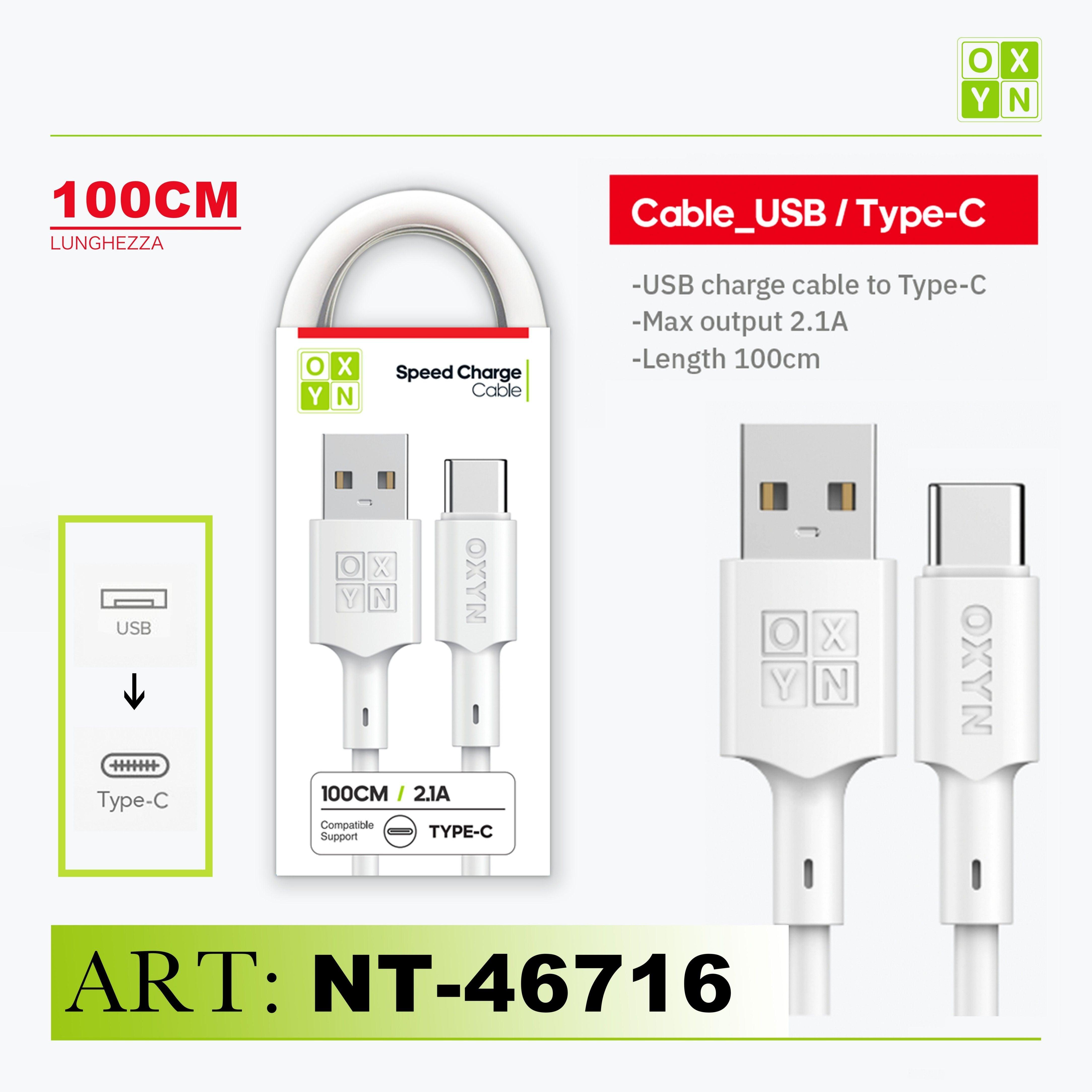 ART.NT-46716/1 OXYN Type-C USB Cavo 2.1A 100cm Bianco - koseakasa