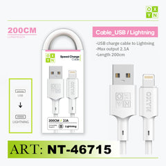 ART.NT-46715/2 OXYN Iphone Lightning USB Cavo 2.1A 200cm Bianco - koseakasa
