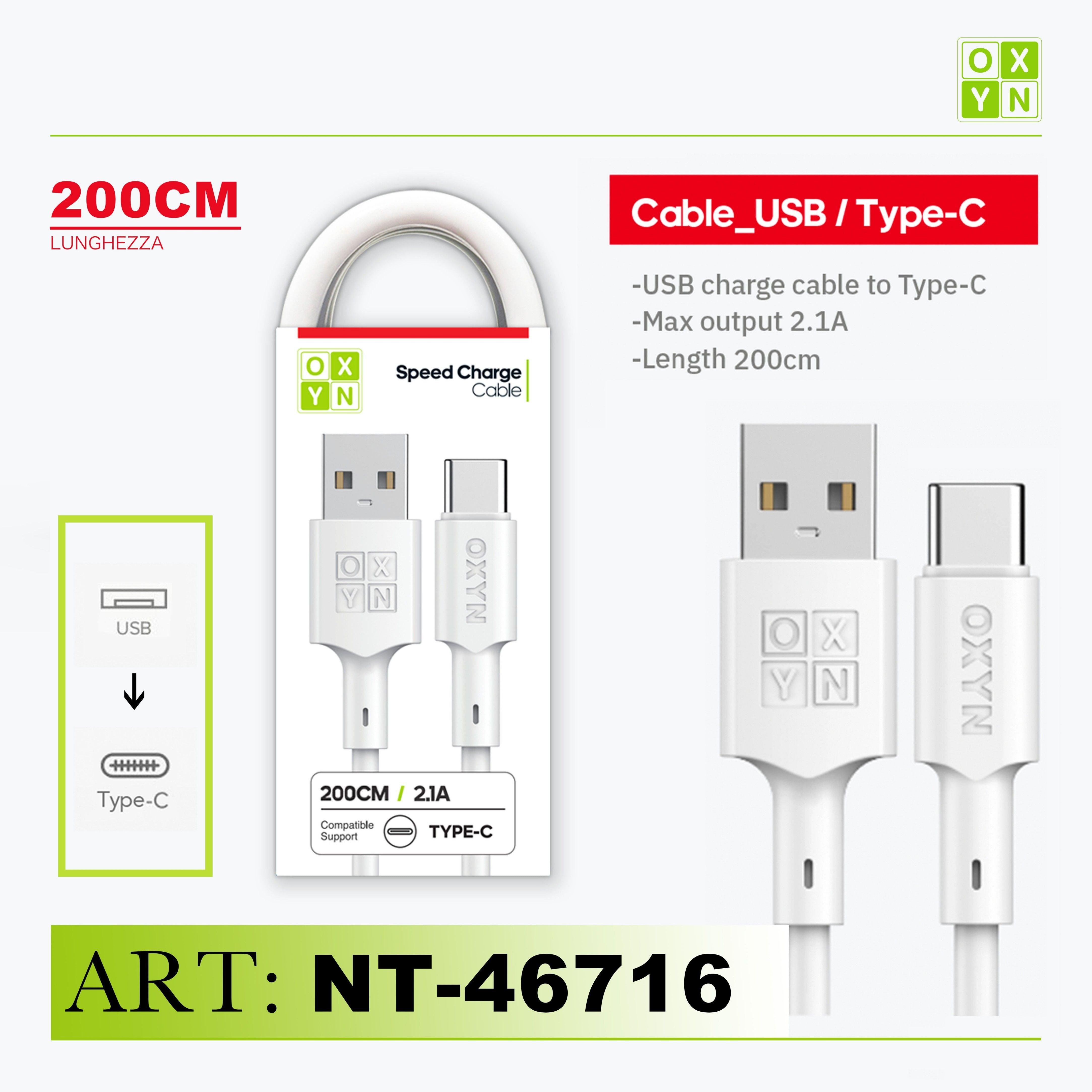 ART.NT-46716/2 OXYN Type-C USB Cavo 2.1A 200cm Bianco - koseakasa