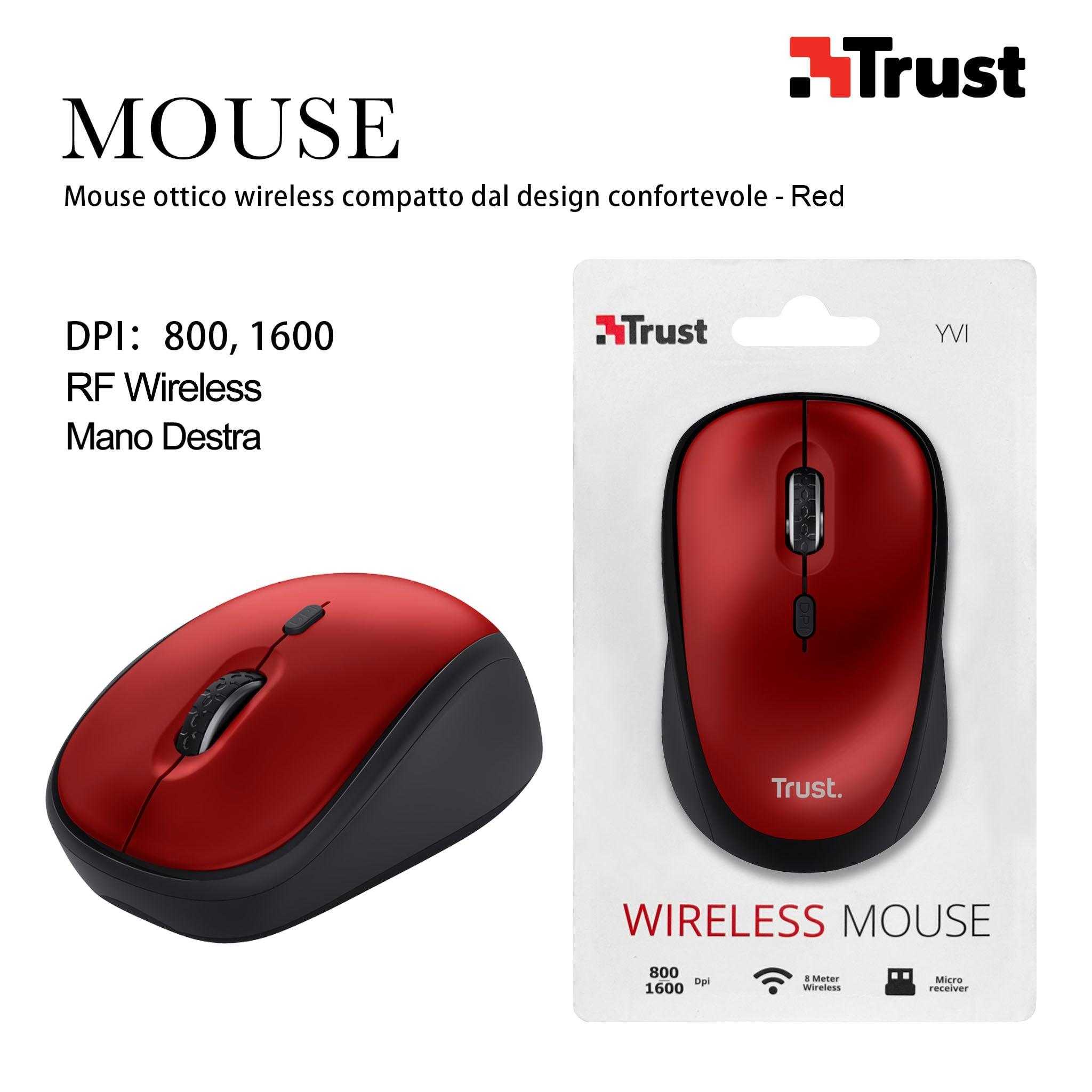 MOUSE WIRELESS YVI RED CON PILA TRUST ART.19522 BL1 - koseakasa