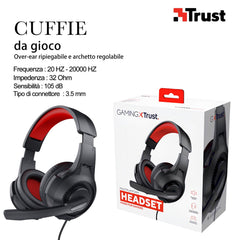 CUFFIE DA GIOCO MULTI PLATFORM ROSSO-NERO TRUST ART.24785 BL1 - koseakasa