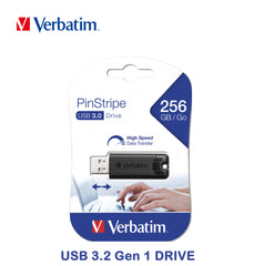 USB 256GB 2.0 VERBATIM PINSTRIPE BLACK BL1 - koseakasa