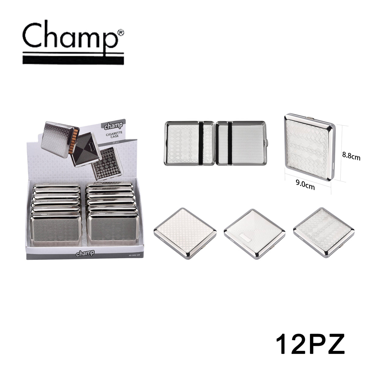 ART.40590129 CHAMP PORTASIGARETTE 18PCS IN METALLO DL12 - koseakasa