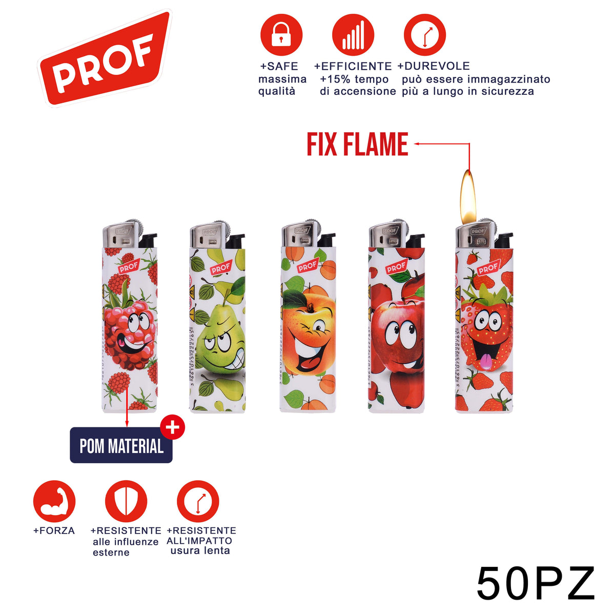 ART.40804578 PROF ACCENDINO FIAMMA FISSA FUNNY FRUITS CONF.50PZ - koseakasa