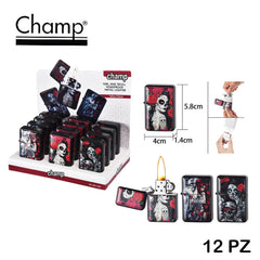 ART.40400398 CHAMP GIRL AND SKULL WP FLINT LIGHTER DL-12 - koseakasa