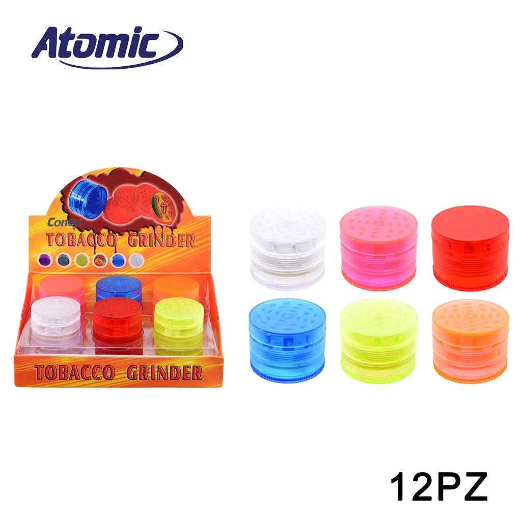 ART.0212420 ATOMIC GRINDER IN PLASTICA IN GOMMA 4 PARTI 6 COLORI ASS. CONF.12PZ - koseakasa
