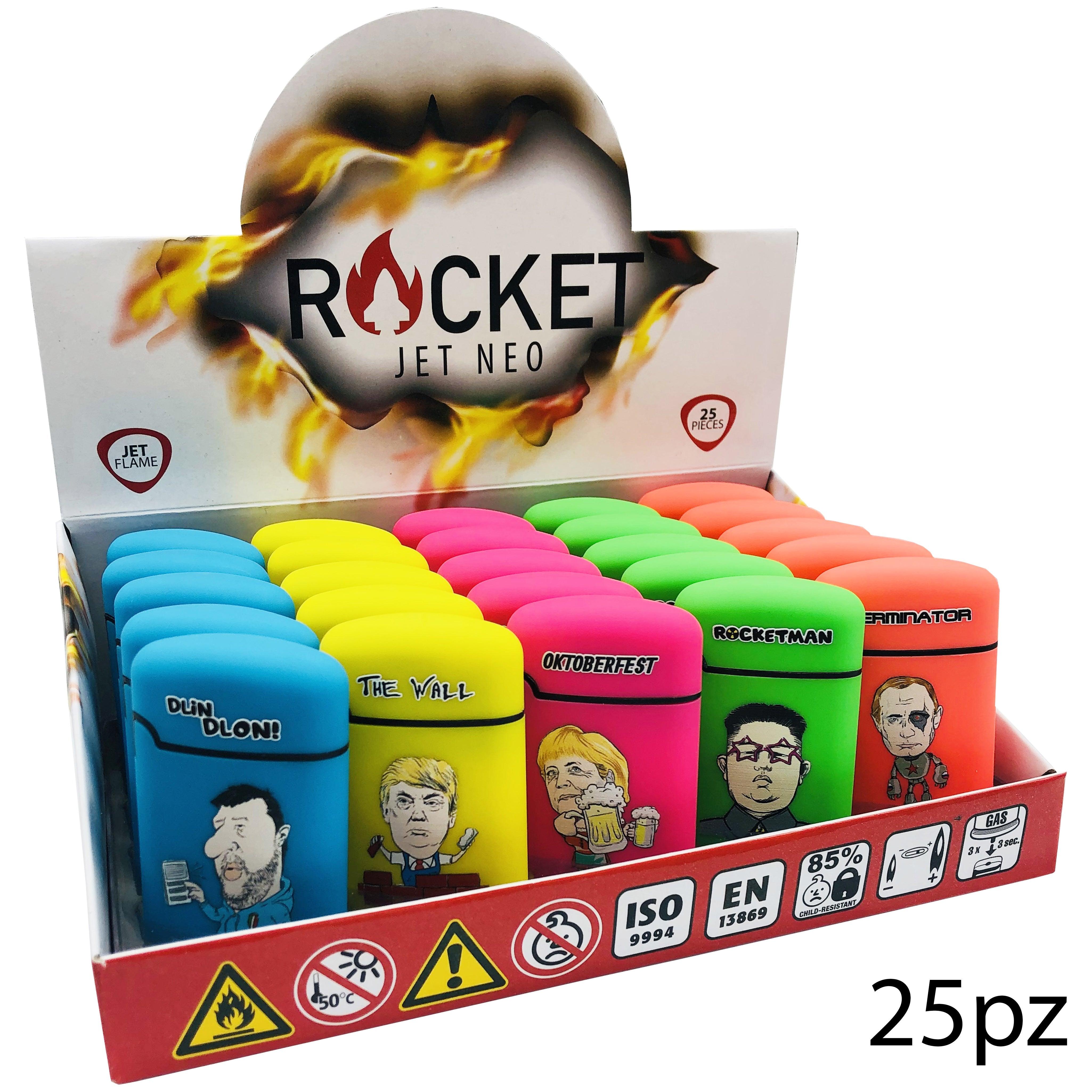 ART.8326305 ROCKET ELECTRONIC LIGHTER RICARICABILE NEON RUBBER POLITICI - koseakasa