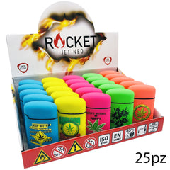 ART.8326302 ROCKET ELECTRONIC LIGHTER RICARICABILE NEON RUBBER FOGLIA - koseakasa